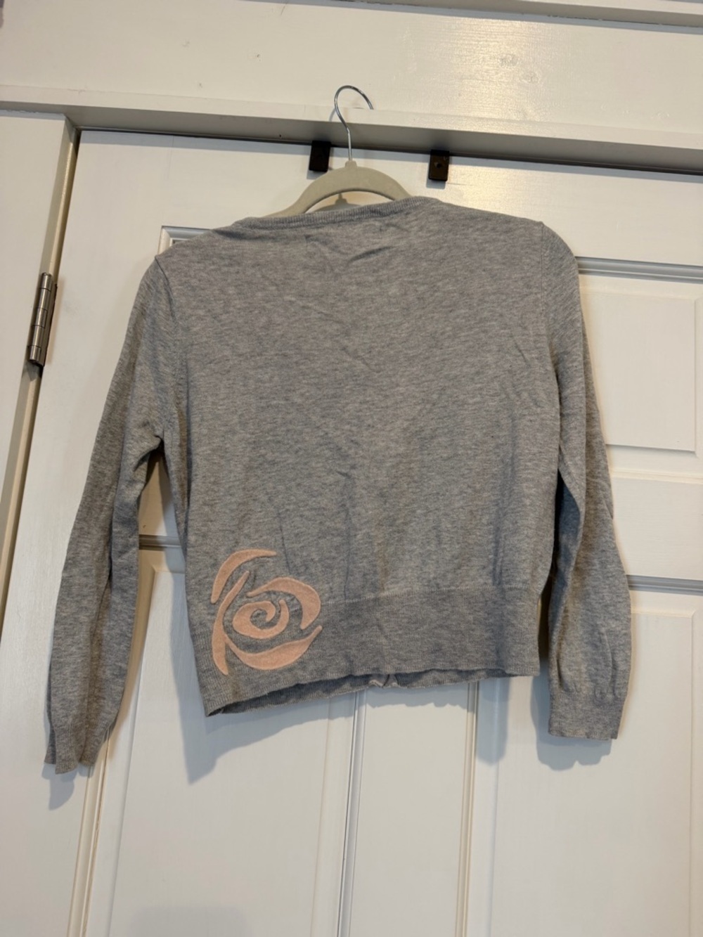 sparrow Light Gray Knit Cardigan with Subtle Pink Trim Anthropologie - Picture 4 of 4